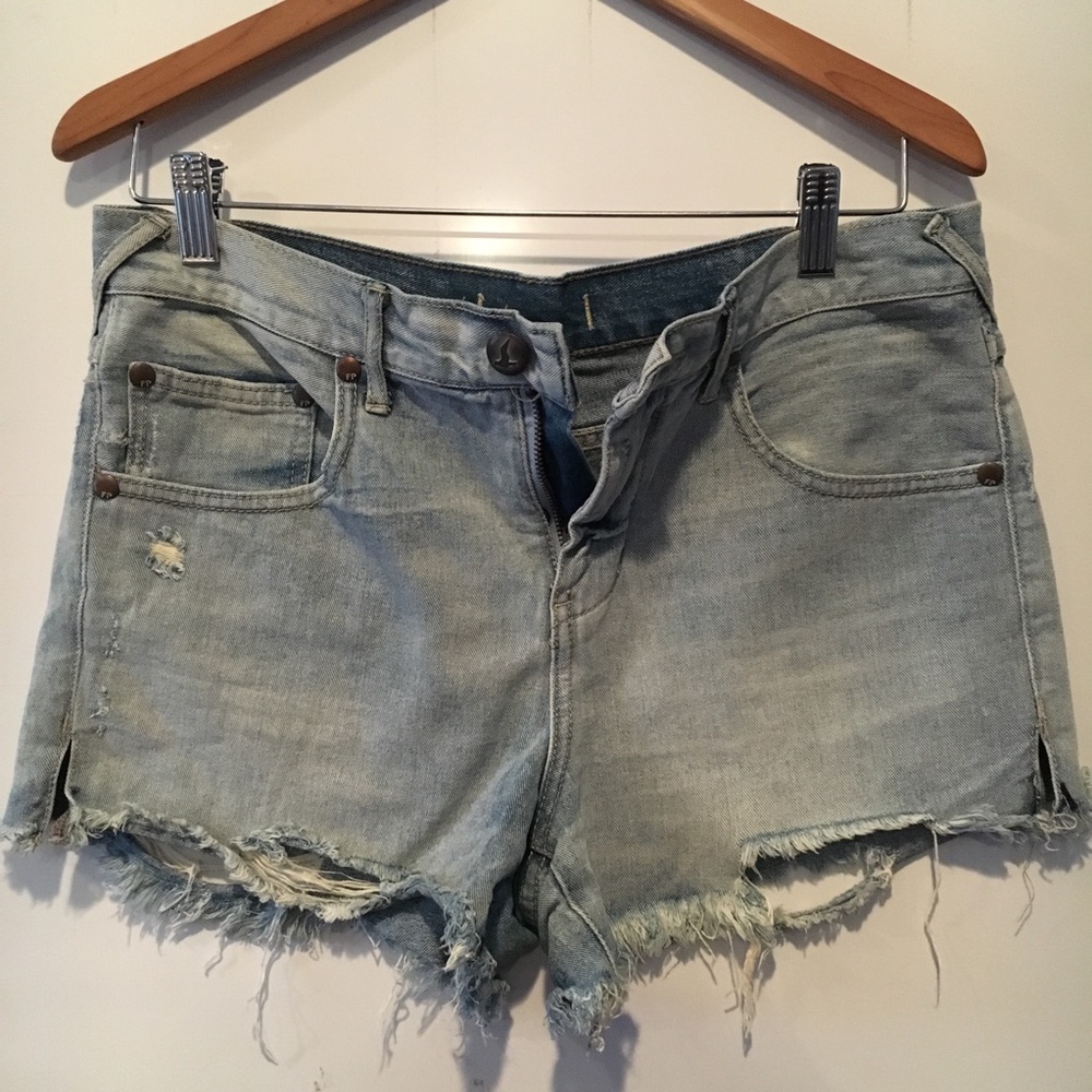 Light Wash Ripped Free People Denim Shorts